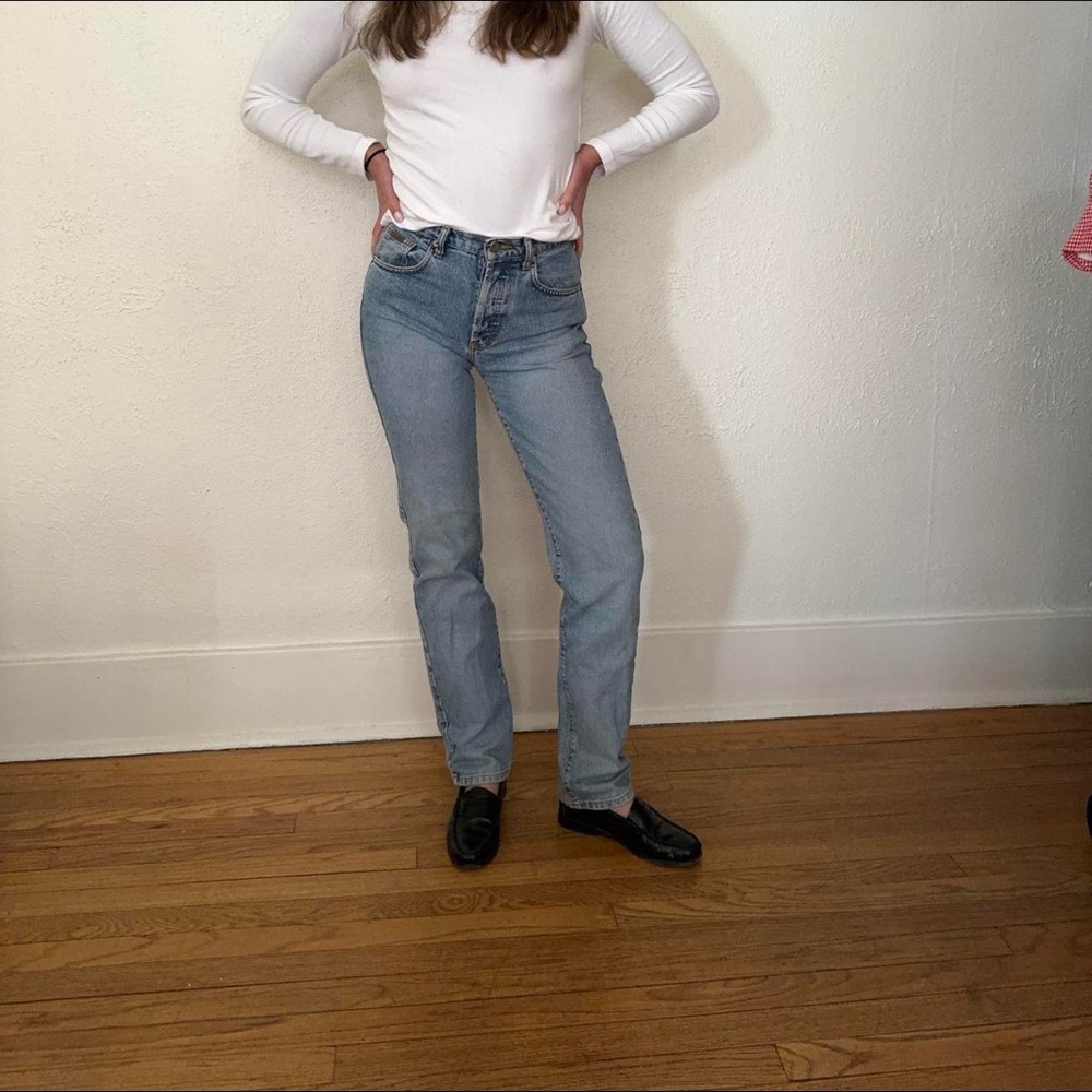Vintage 90s Calvin Klein High Waisted Light/Mid Wash Straight Leg Jeans